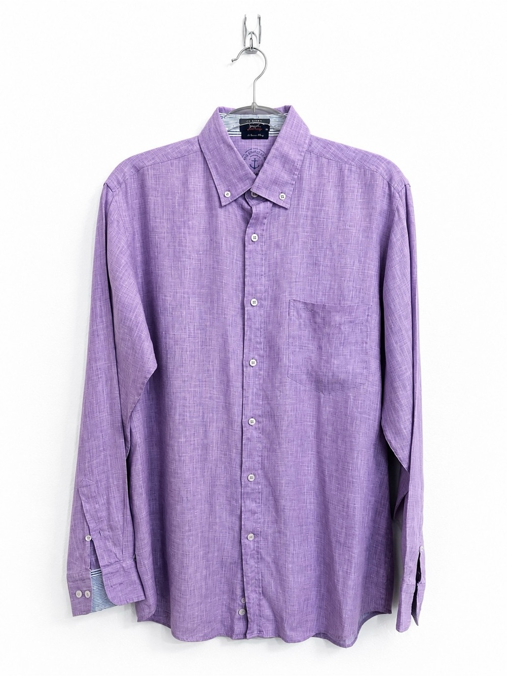 Paul & Shark Yachting 100% Linen Button Down Shirt Purple Lavender